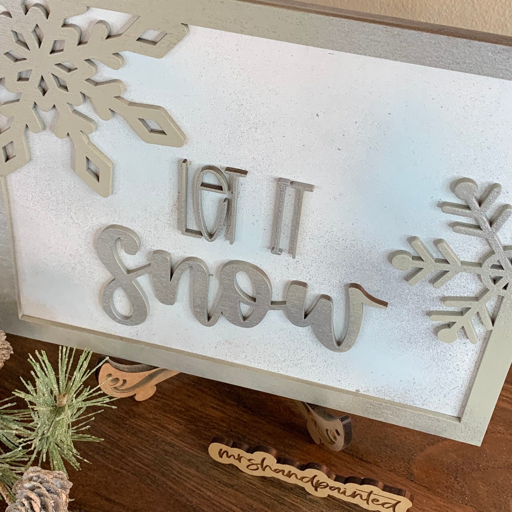 Let it Snow - Layered Snowflake Sign ~ - Laser Cut Wood