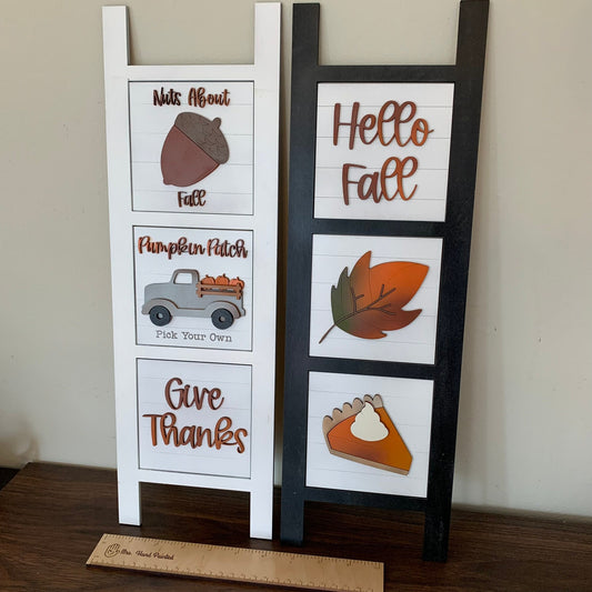 Laser Cut File - Fall Farmhouse Ladder Tiles - Interchangeable Signs - Digital Download