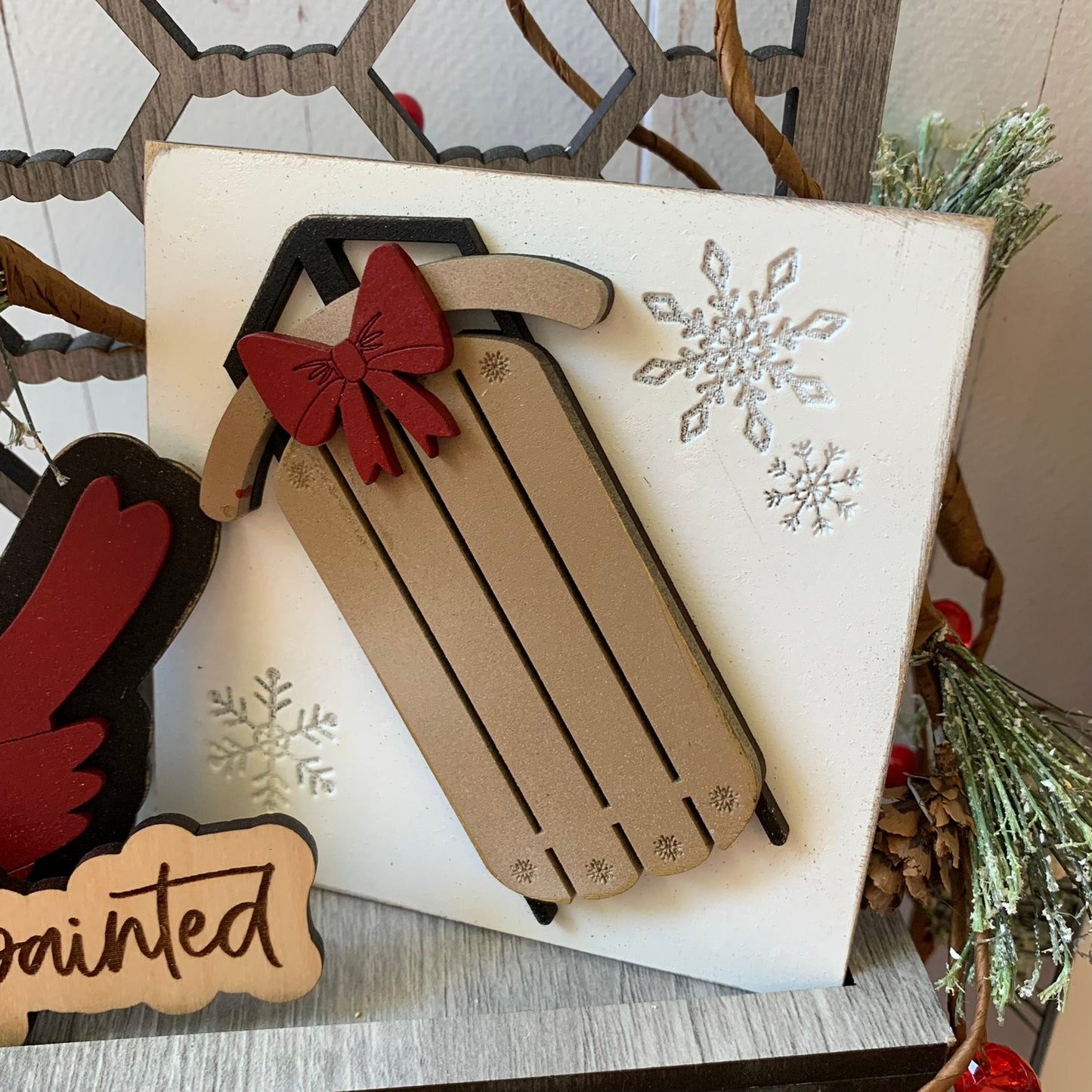 Laser Cut File - Farmhouse Christmas Ladder Tiles - Interchangeable Signs - Digital Download