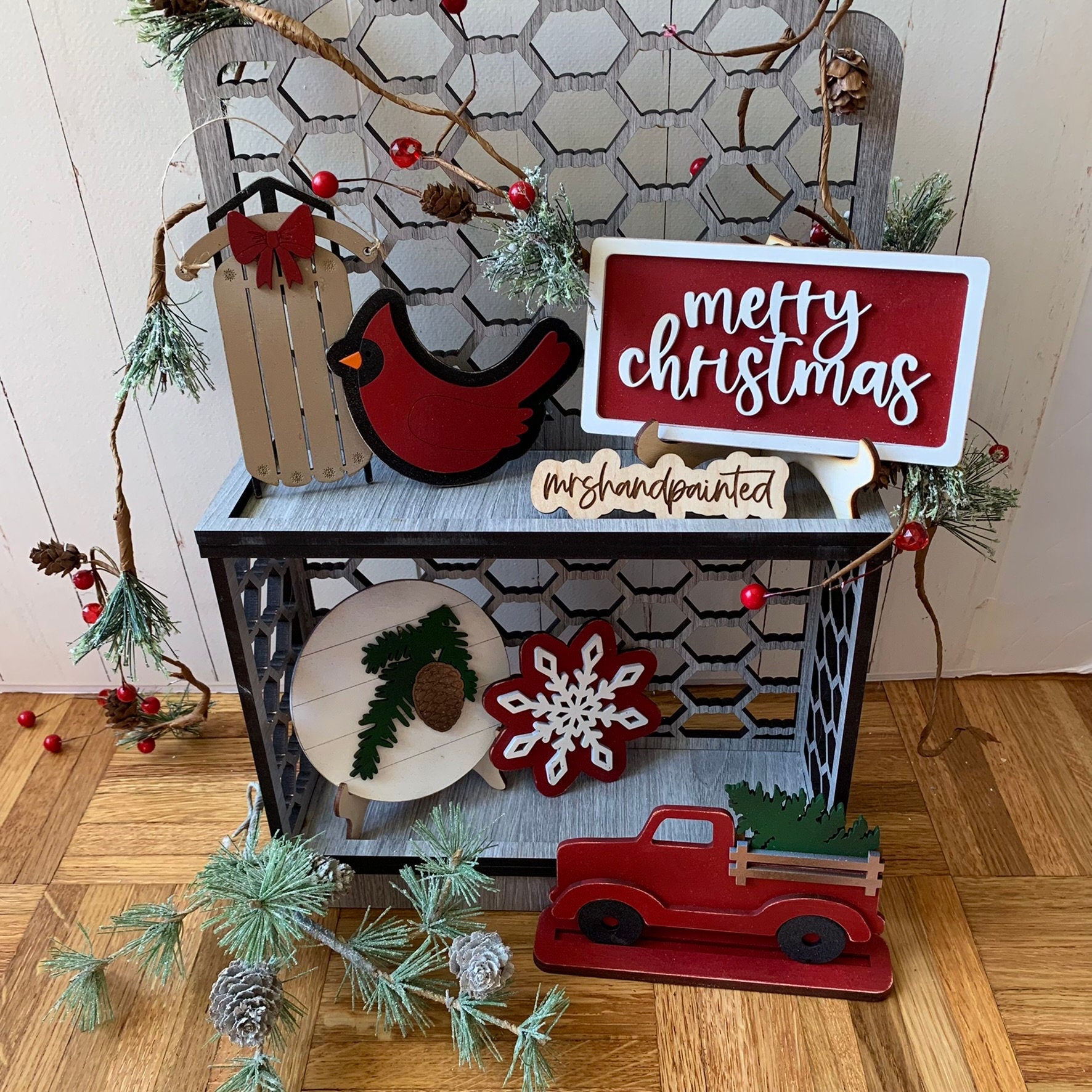 Laser Cut File - Farmhouse Christmas Tiered Tray Set - Digital Download