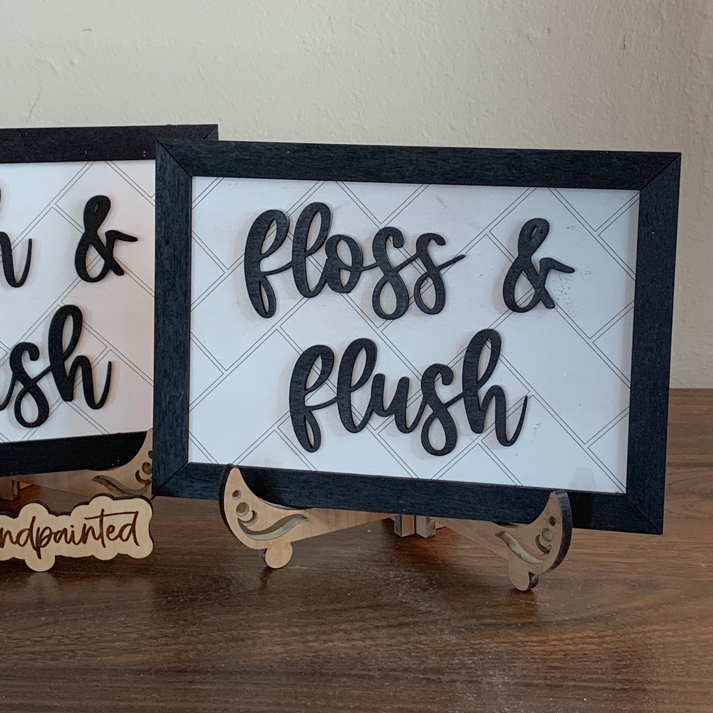 Digital Laser Cut File - Bathroom Signs - Brush and Wash, Floss and Flush - Digital Download