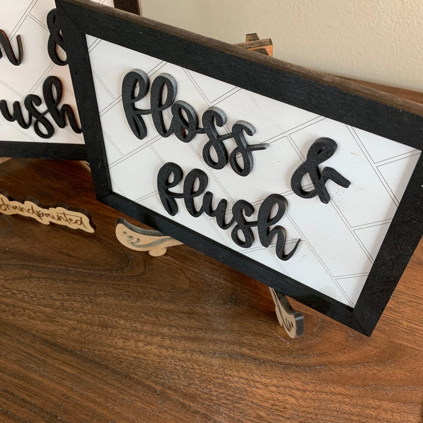 Digital Laser Cut File - Bathroom Signs - Brush and Wash, Floss and Flush - Digital Download
