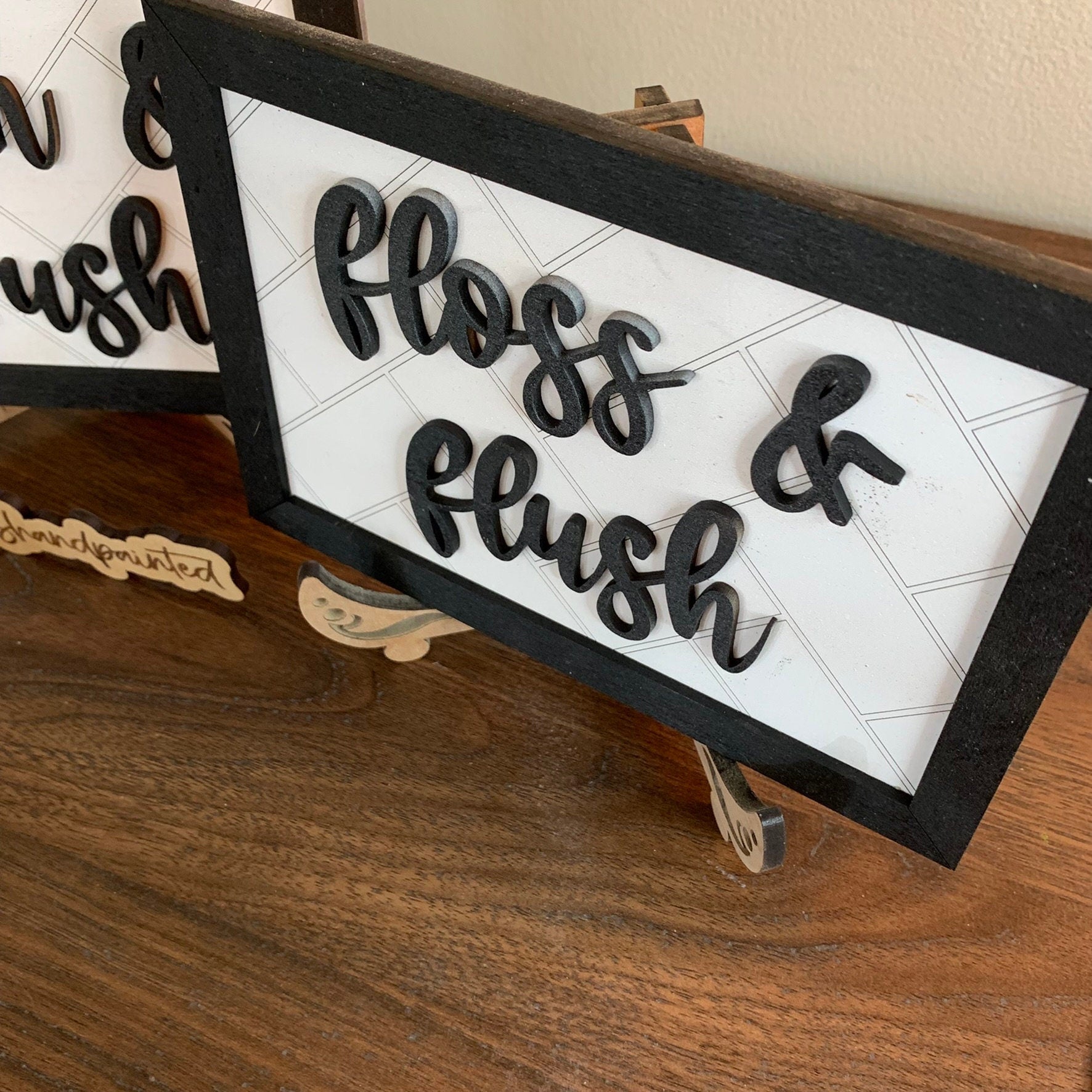 Digital Laser Cut File - Bathroom Signs - Brush and Wash, Floss and Flush - Digital Download