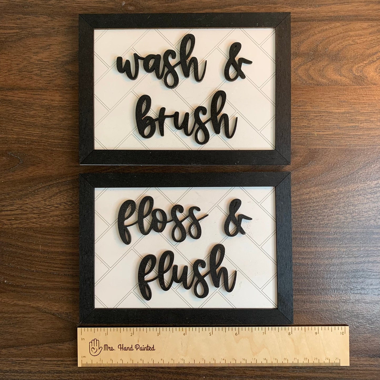 Digital Laser Cut File - Bathroom Signs - Brush and Wash, Floss and Flush - Digital Download