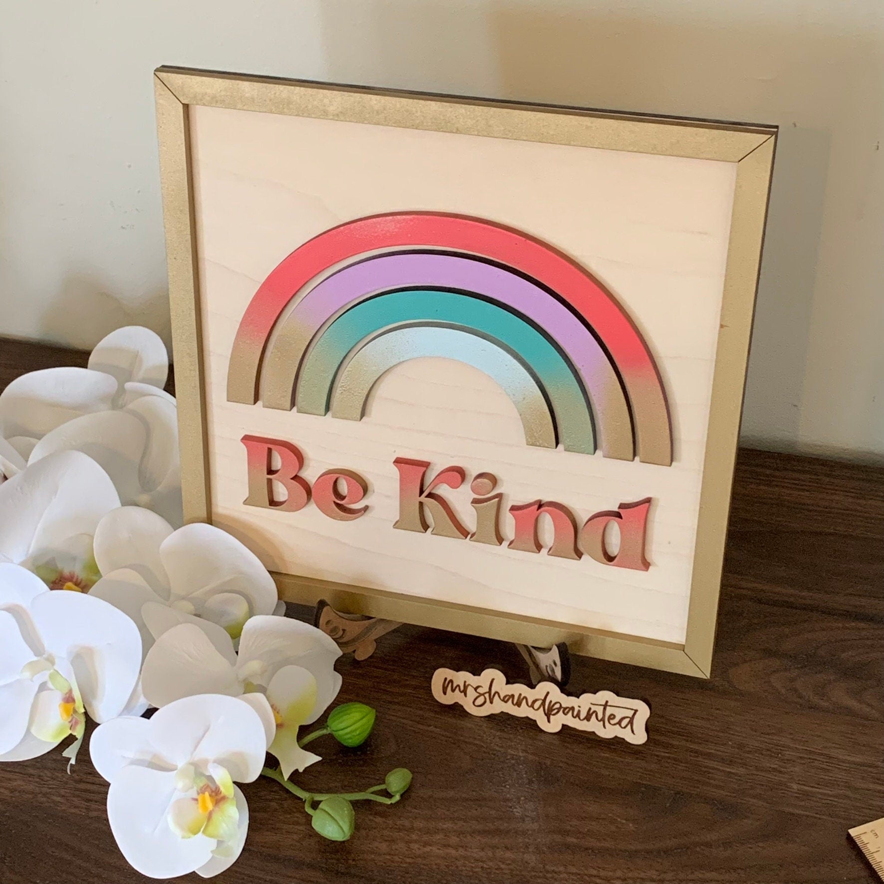 Digital Laser Cut File - Boho Rainbow "Be Kind" Sign - Digital Download