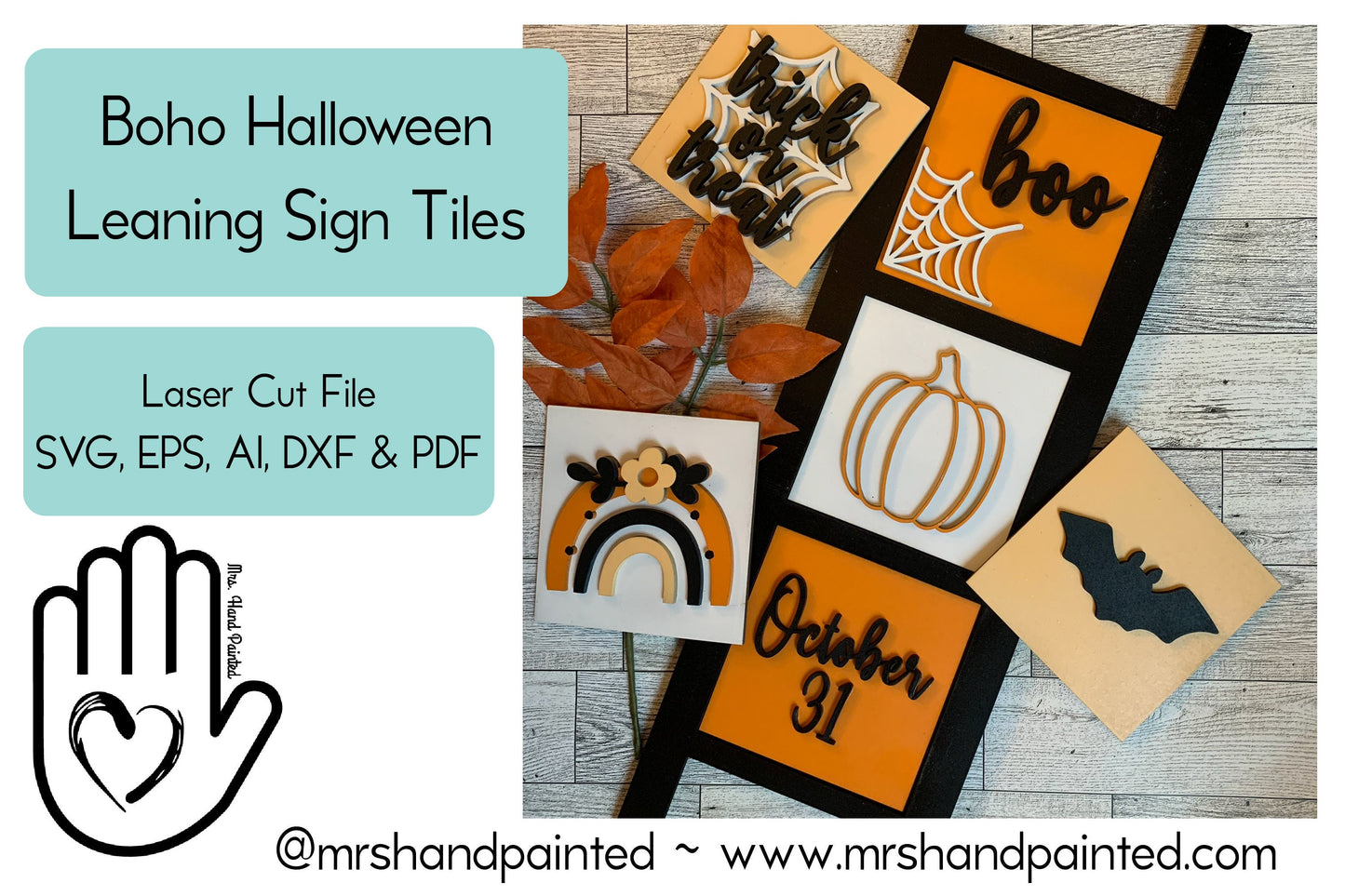 Laser Cut File - Boho Halloween Ladder Tiles - Interchangeable Signs - Digital Download