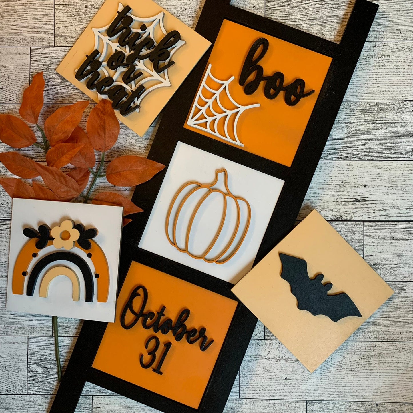 Laser Cut File - Boho Halloween Ladder Tiles - Interchangeable Signs - Digital Download