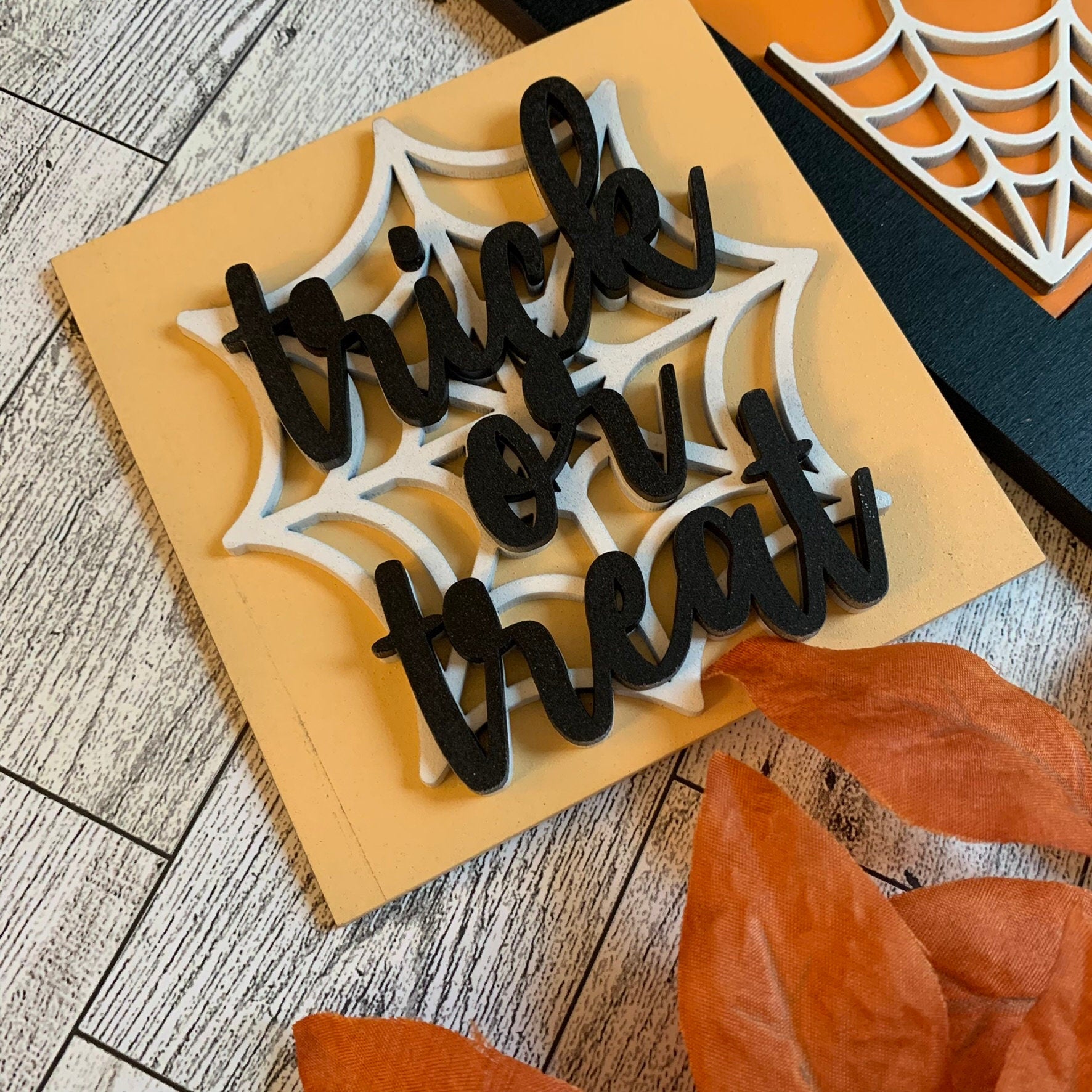 Boho Halloween Leaning Ladder Interchangeable Signs - Laser Cut Wood Painted