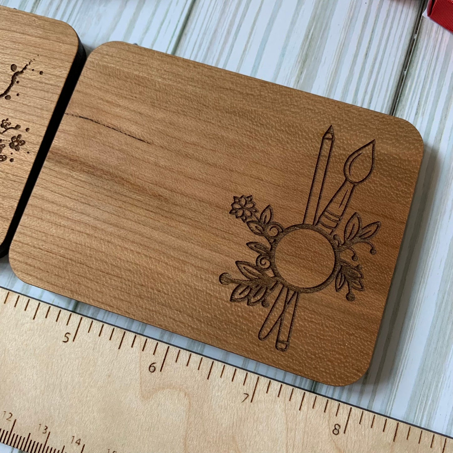 Mini Travel Size Laser Engraved Wood Watercolor Box with Personalization