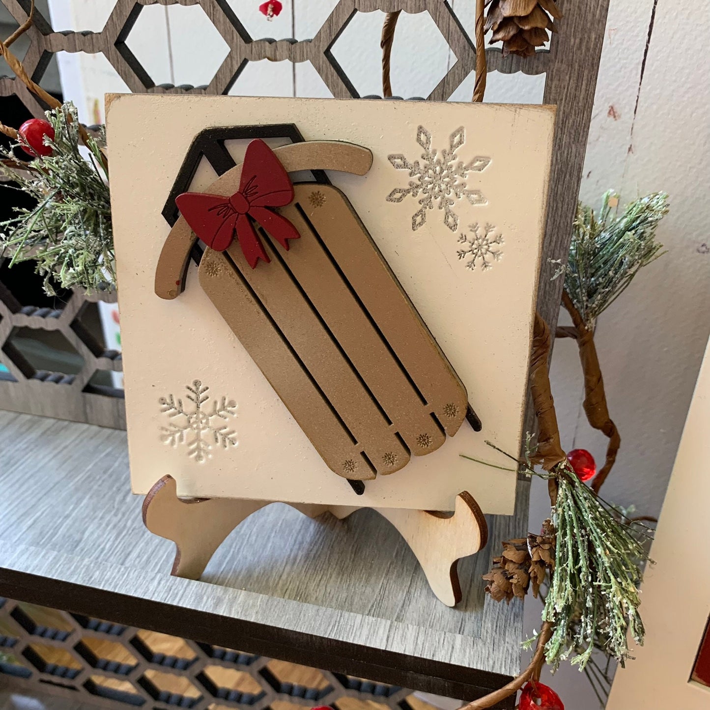 Farmhouse Christmas Interchangeable Signs - Laser Cut Wood Painted