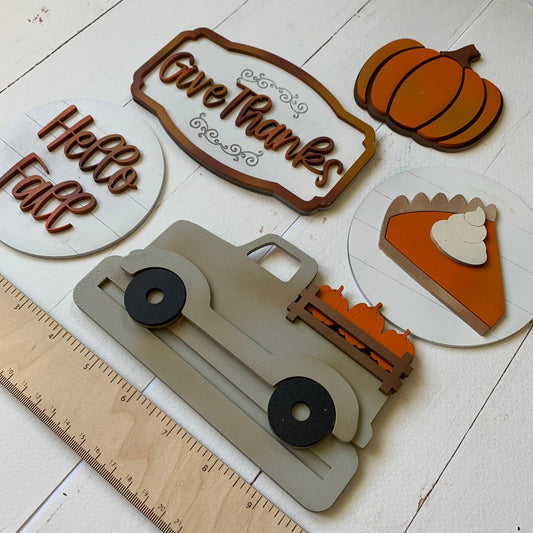 Fall and Pumpkins Tiered Tray Decor - Laser Cut Wood Painted