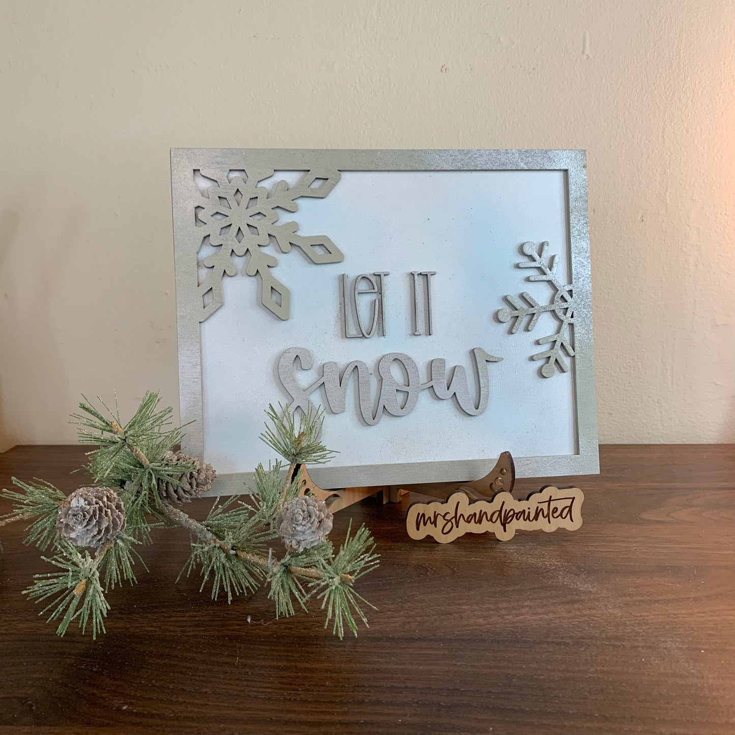 Let it Snow - Layered Snowflake Sign ~ - Laser Cut Wood