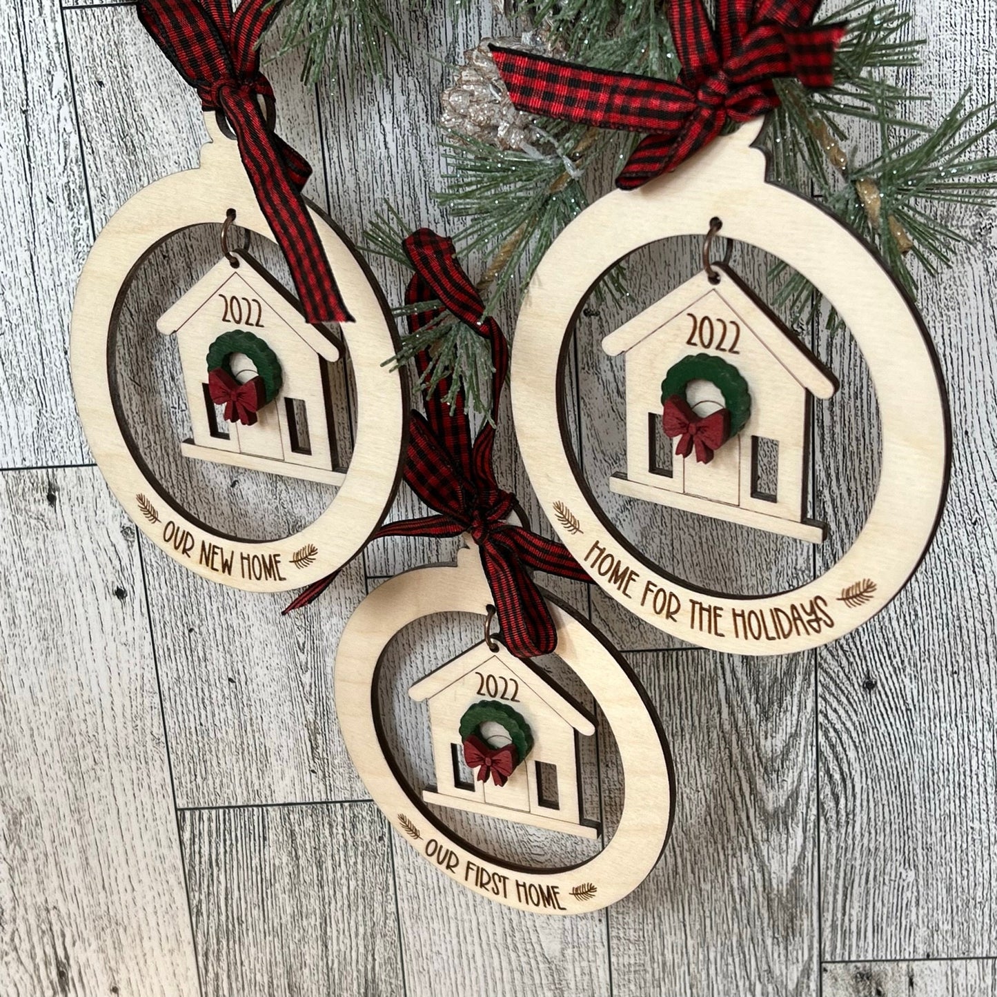 Laser Cut Wood Home Dangle Ornament