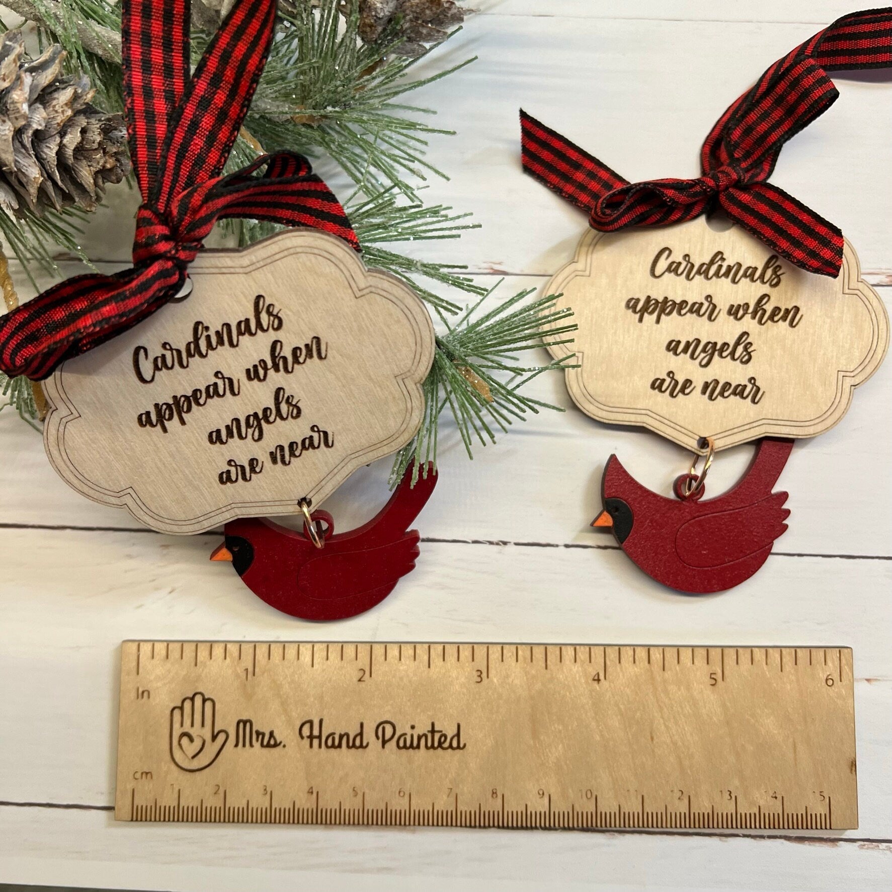 Digital Cut File - Laser Cut - Cardinal Dangle Christmas Ornament