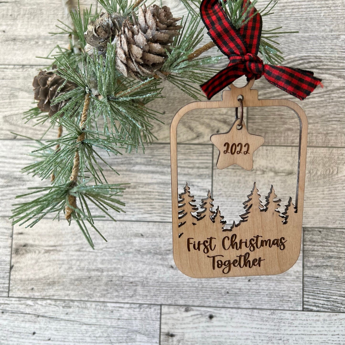 Digital Cut File - Laser Cut - Woodland Star Dangle Christmas Ornament