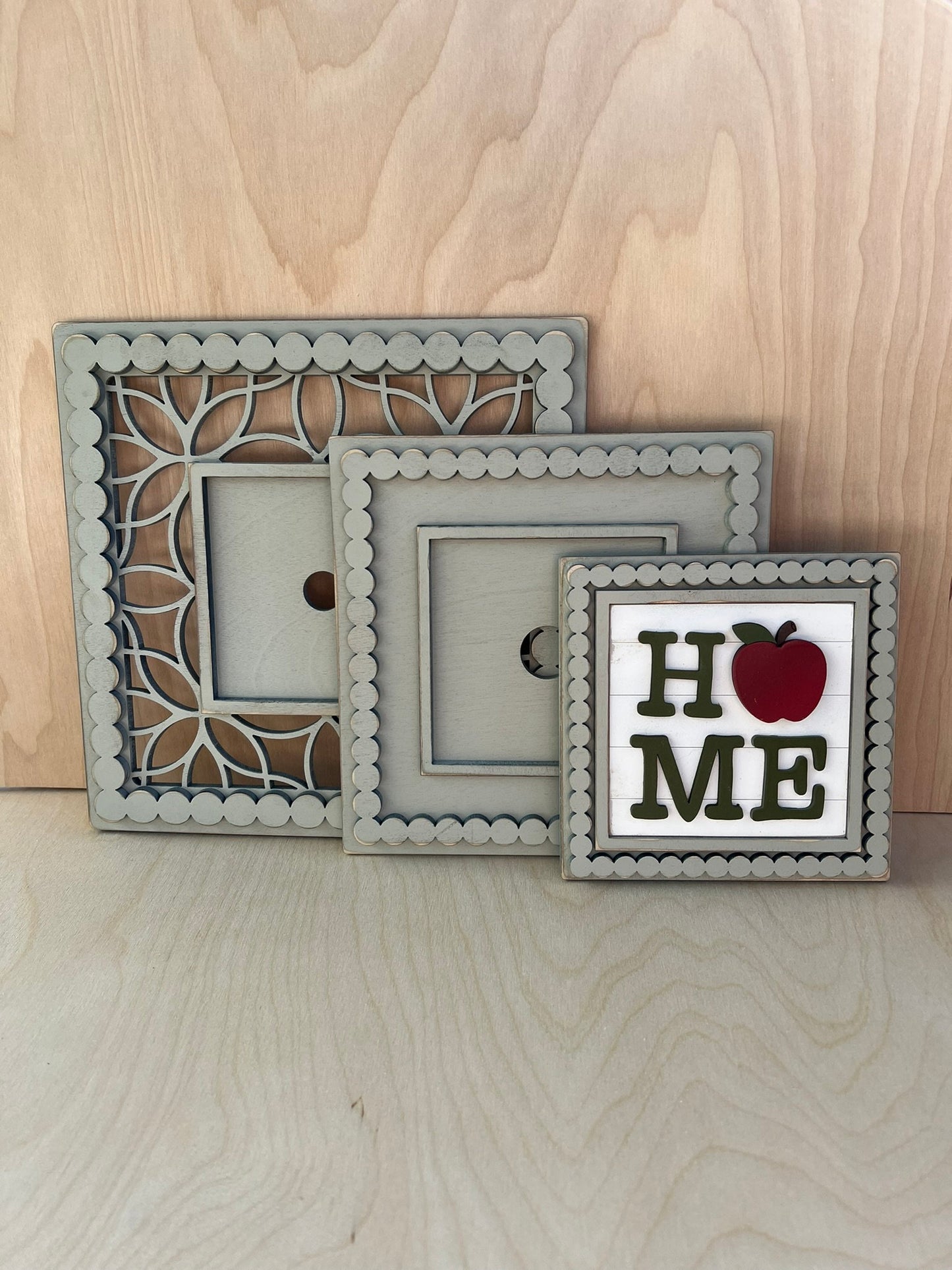 Laser Cut File - Beaded Trim Single Sign Tile Holder ~ Interchangeable Sign Backer - Digital Download SVG, DXF, AI files