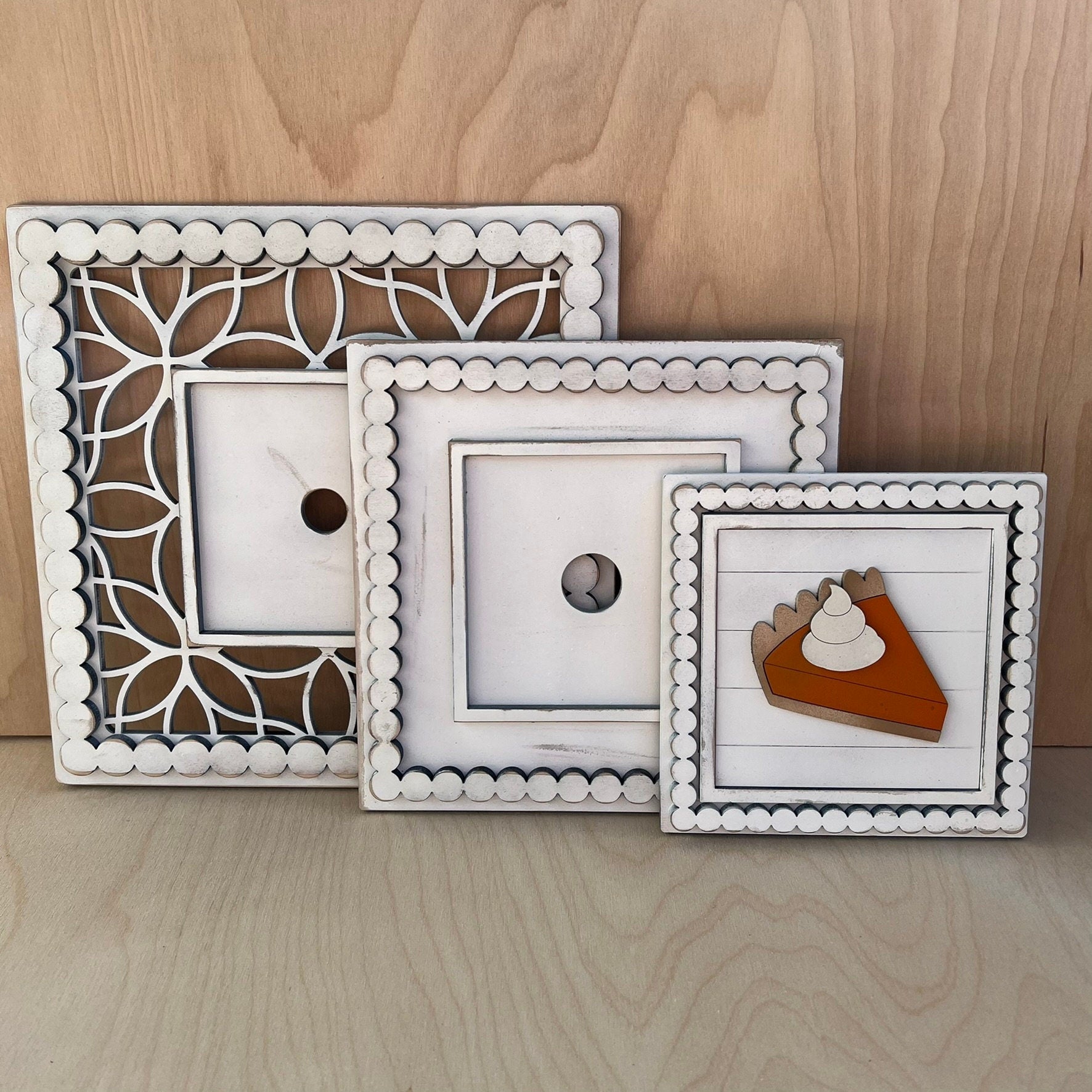 Laser Cut File - Beaded Trim Single Sign Tile Holder ~ Interchangeable Sign Backer - Digital Download SVG, DXF, AI files