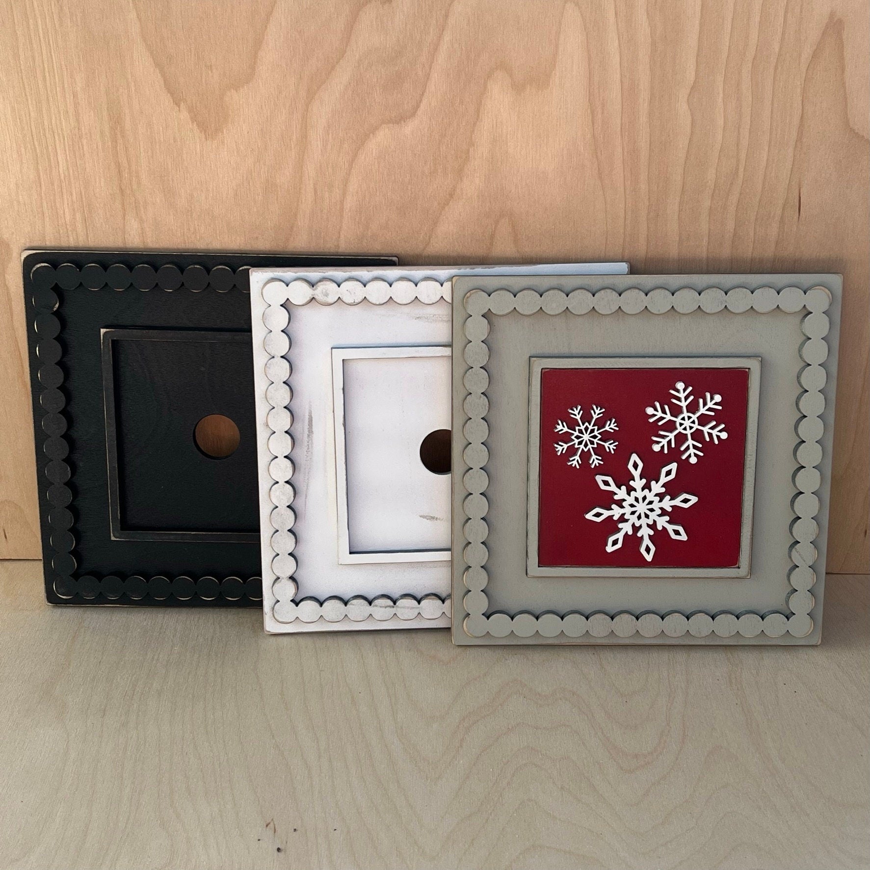 Laser Cut File - Beaded Trim Single Sign Tile Holder ~ Interchangeable Sign Backer - Digital Download SVG, DXF, AI files