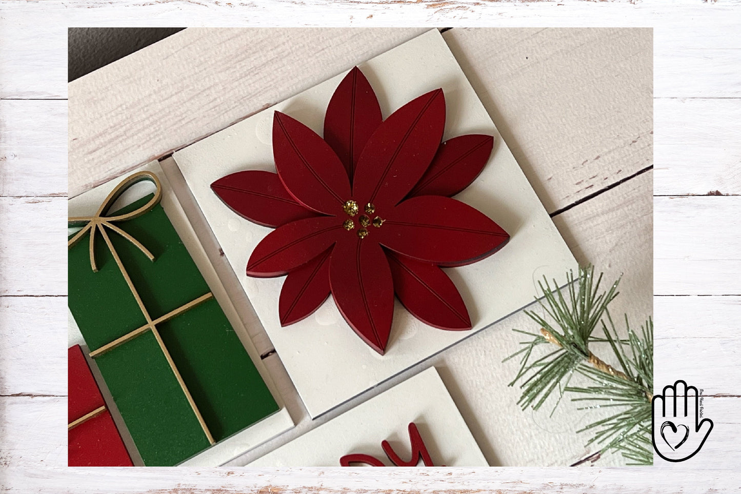 Laser Cut File - Merry & Bright Christmas Ladder Tiles - Interchangeable Signs - Digital Download