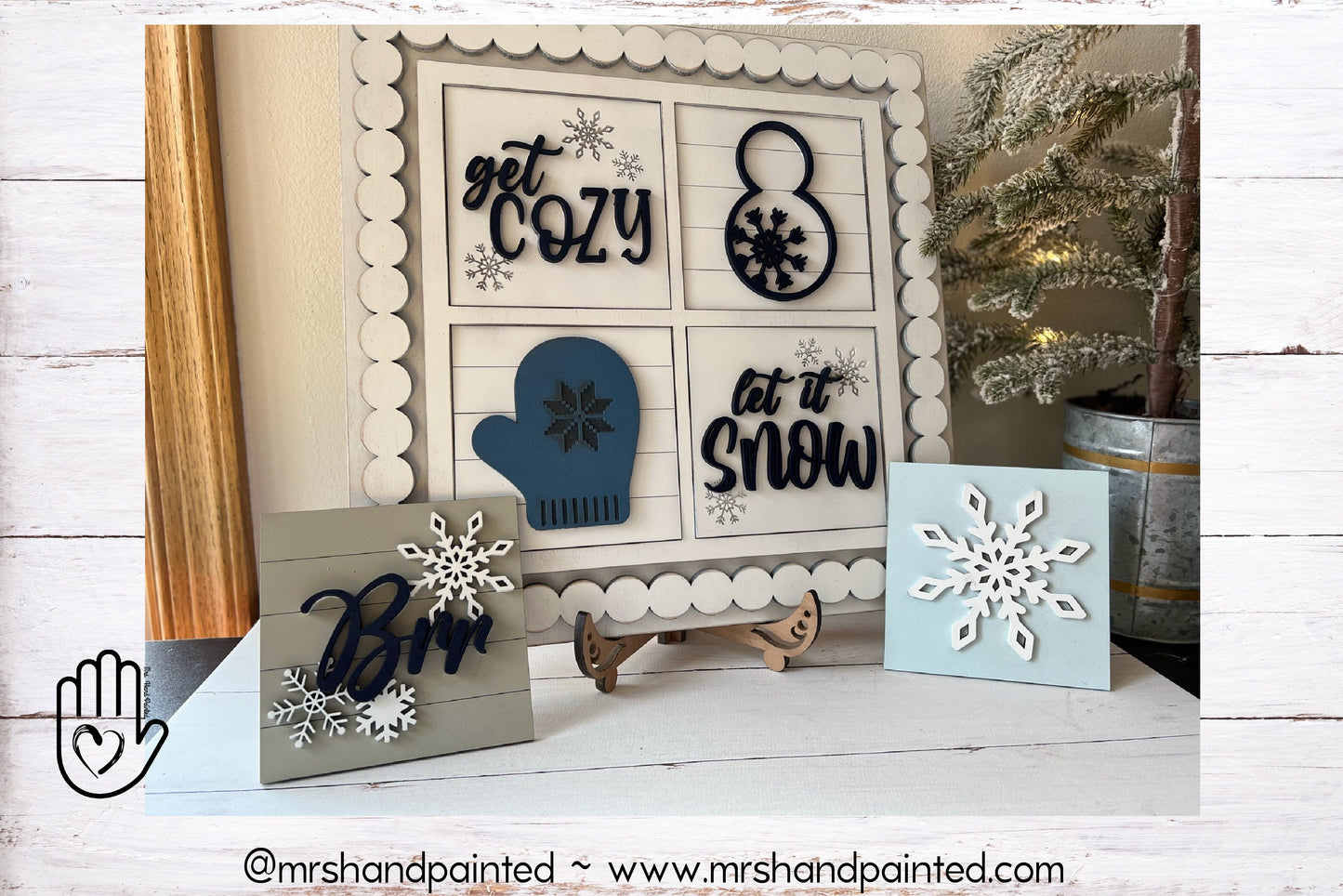 Laser Cut File - Winter Snow Ladder Tiles - Interchangeable Signs - Digital Download