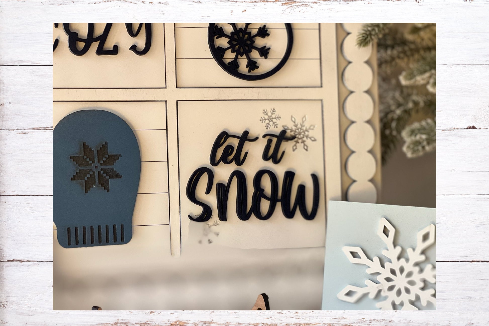 Laser Cut File - Winter Snow Ladder Tiles - Interchangeable Signs - Digital Download