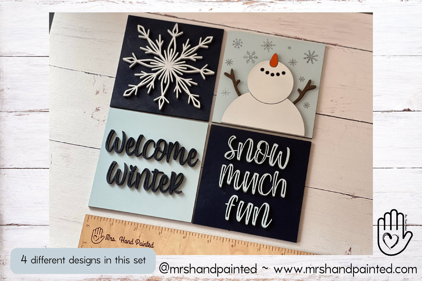 Laser Cut File - Snowman Winter Ladder Tiles - Interchangeable Signs - Digital Download