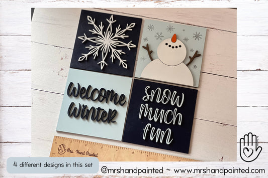 Laser Cut File - Snowman Winter Ladder Tiles - Interchangeable Signs - Digital Download