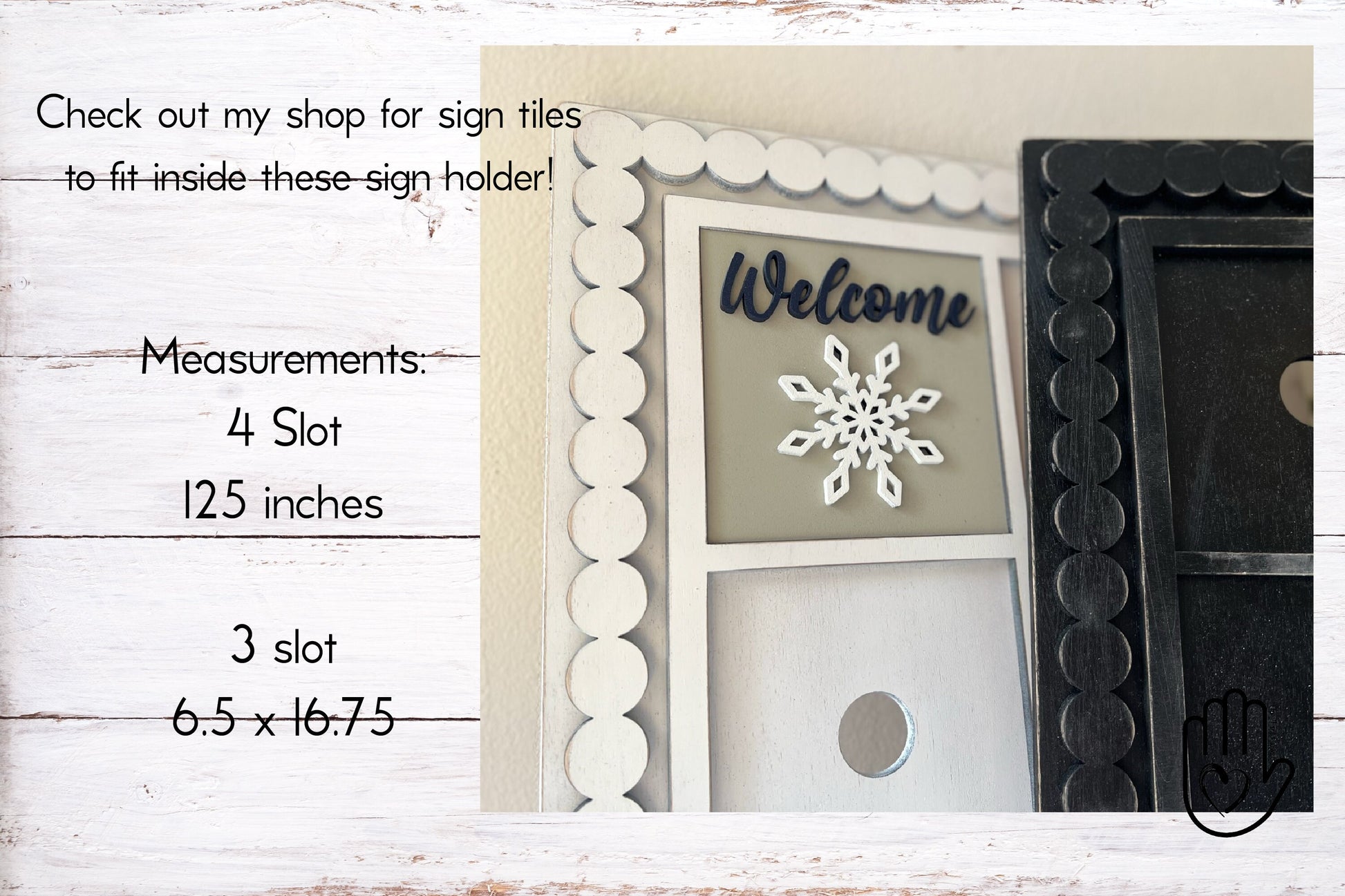 Laser Cut File - 3 or 4 Slot Beaded Trim Sign Tile Holder ~ Interchangeable Sign Backer - Digital Download SVG, DXF, AI files