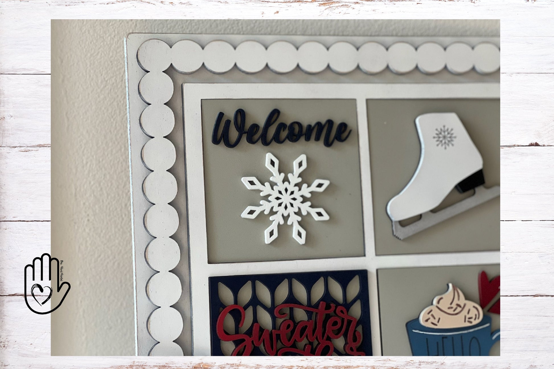 Laser Cut File - Winter Ladder Tiles - Interchangeable Signs - Digital Download
