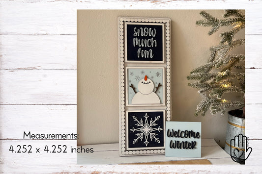 Snowman Winter Leaning Ladder Interchangeable Signs - Laser Cut Wood Painted