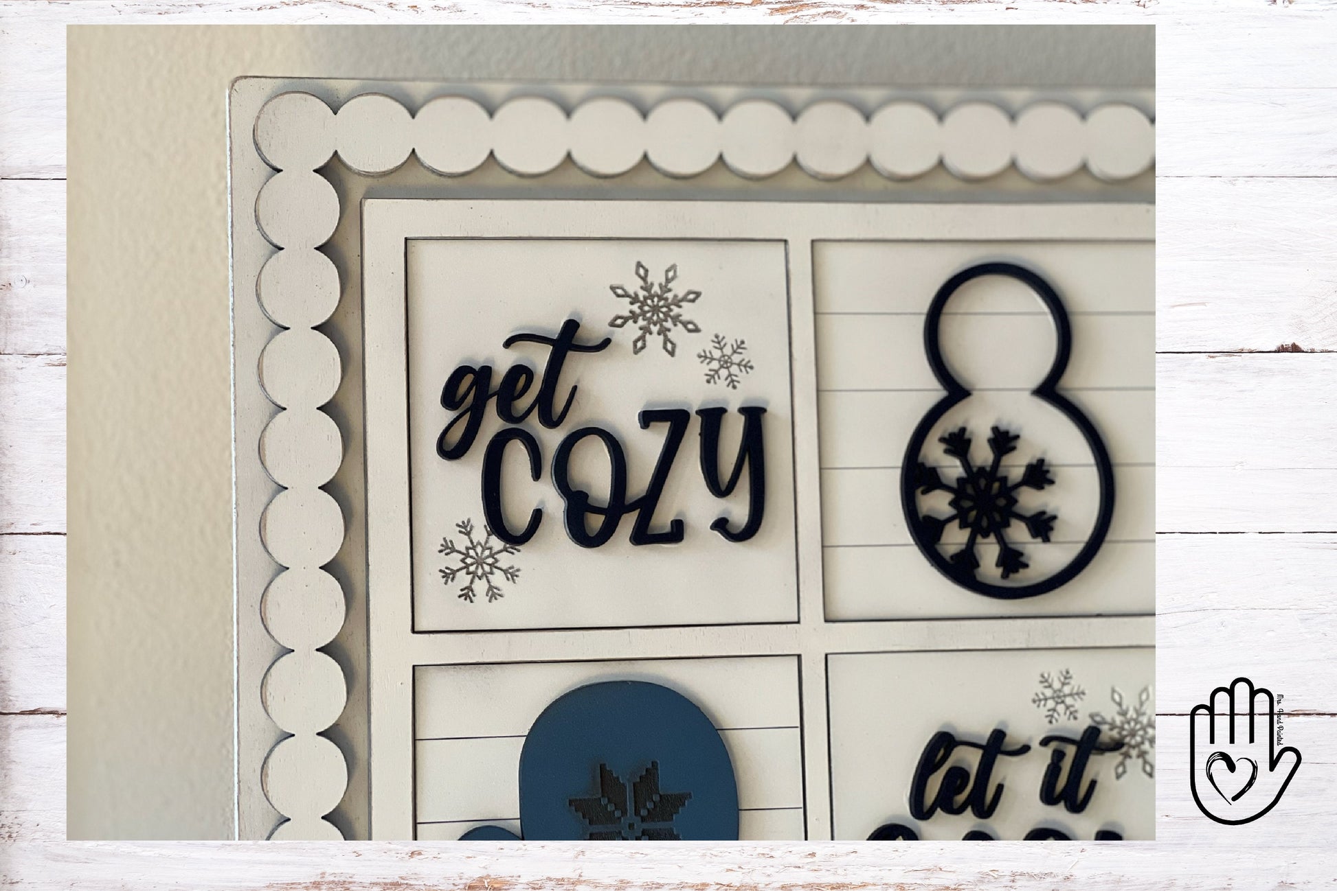 Winter Snow Leaning Ladder Interchangeable Signs - Laser Cut Wood Painted