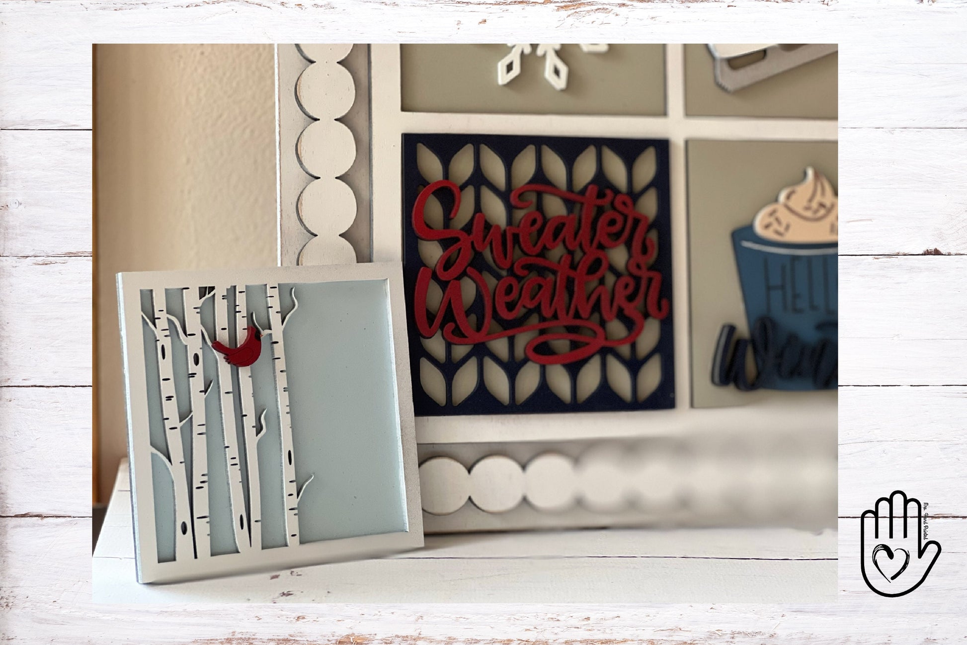 Winter Leaning Ladder Interchangeable Signs - Laser Cut Wood Painted