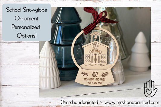 Digital Cut File - Laser Cut Ornament - School Snowglobe