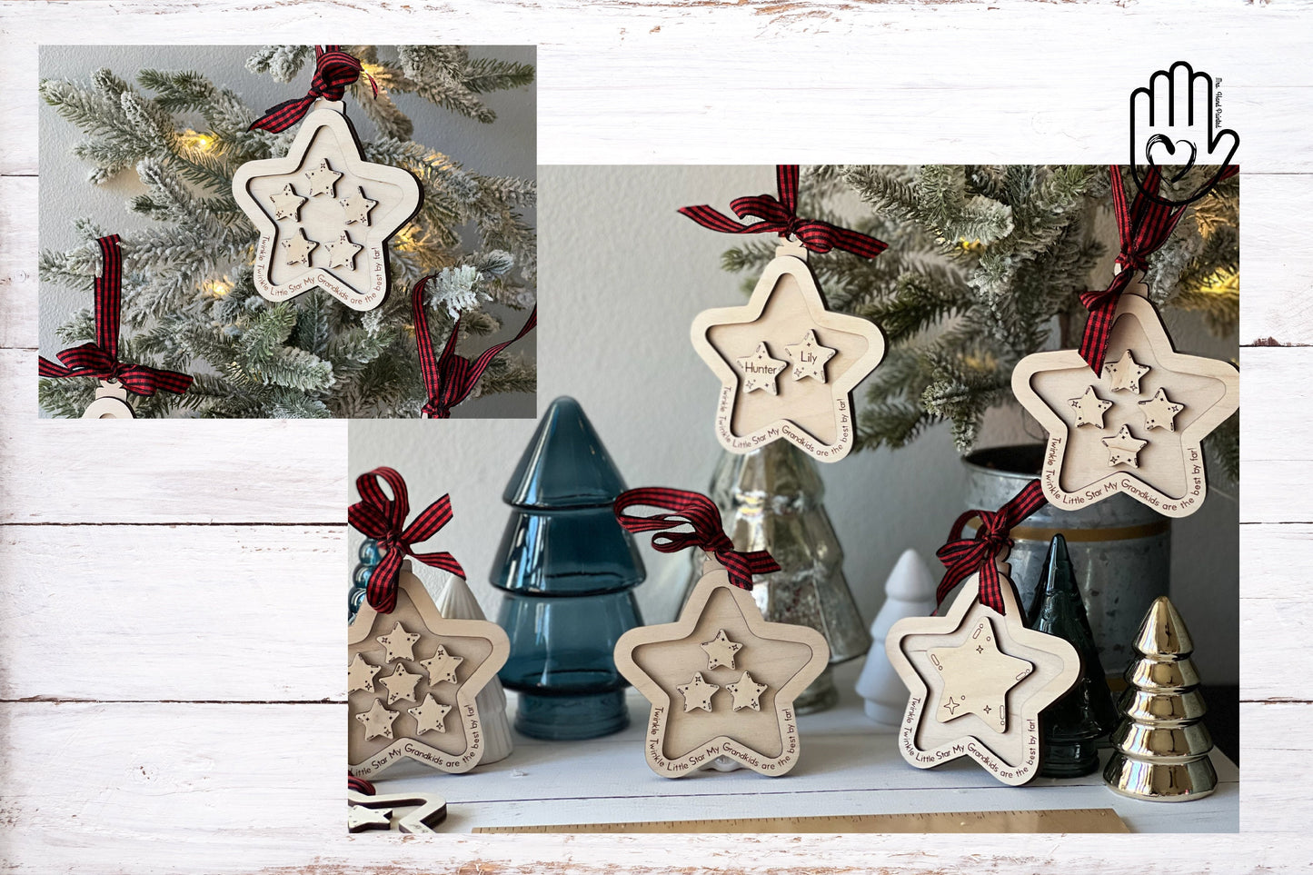 Personalized Twinkle Twinkle Little Star Grandchildren Ornament - Laser Cut Wood