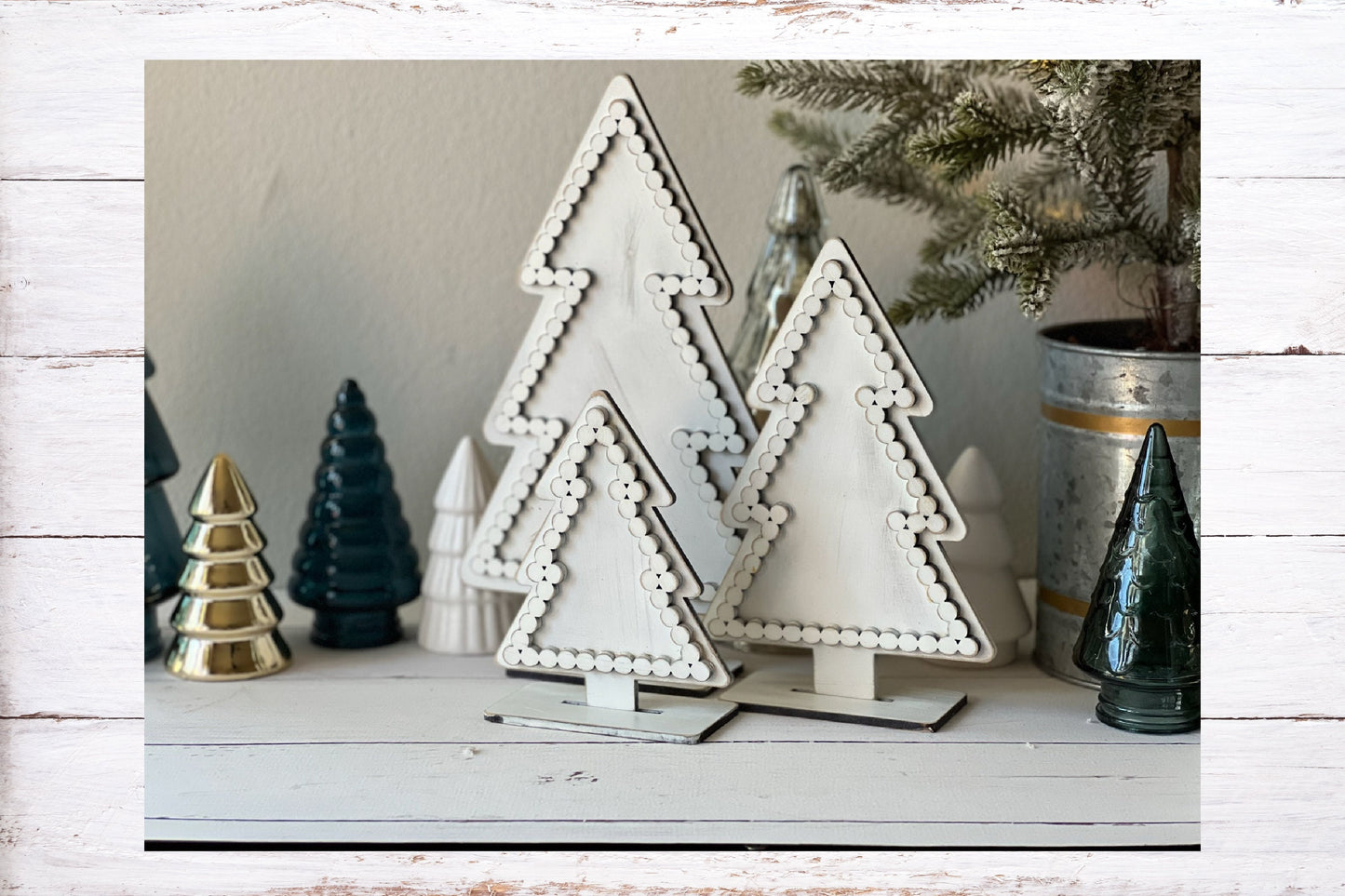 Digital Cut File - Laser Cut Faux Bead Trim Standing Trees