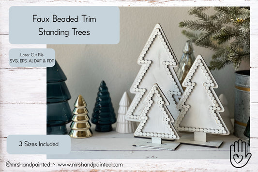 Digital Cut File - Laser Cut Faux Bead Trim Standing Trees