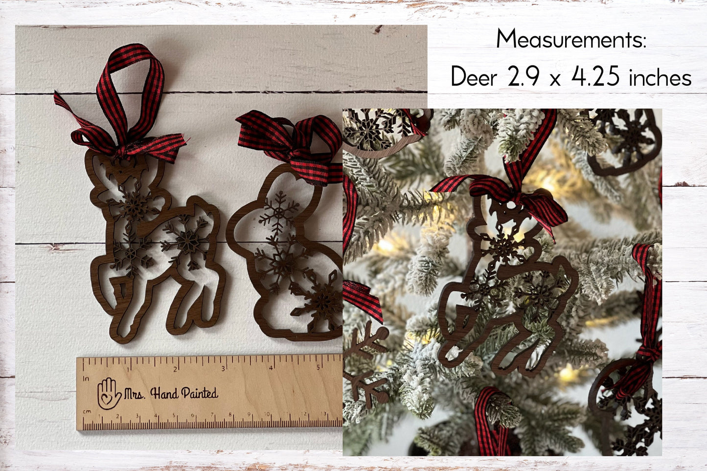 Digital Cut File - Laser Cut Ornament - Snowflake Woodland Deer Ornament