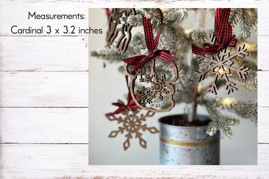 Digital Cut File - Laser Cut Ornament - Snowflake Woodland Squirrel Ornament