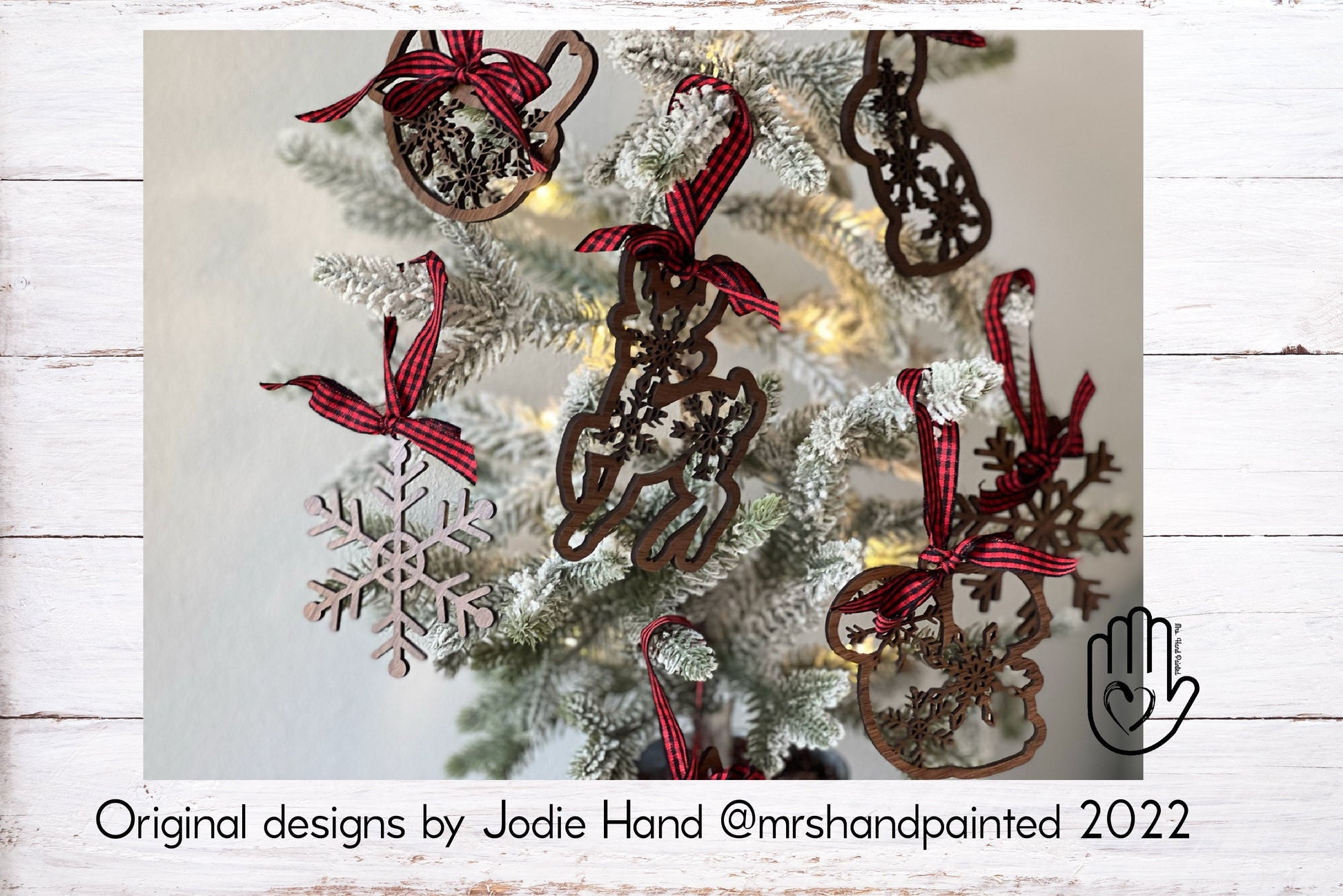 Laser Cut Wood Woodland Snowflake Critters Ornaments