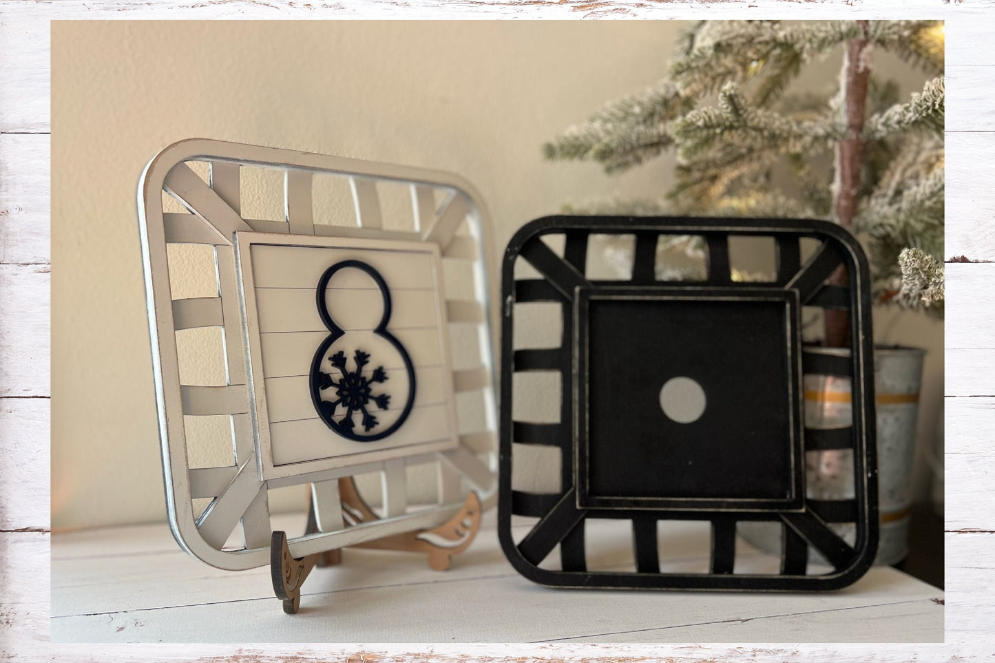 Laser Cut File - Tobacco Basket Single Sign Tile Holder ~ Interchangeable Sign Backer - Digital Download SVG, DXF, AI files