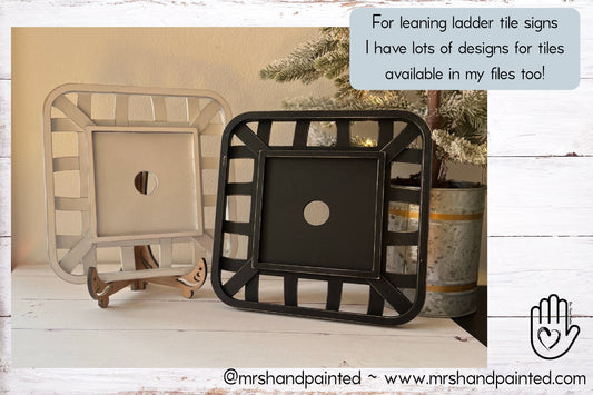 Laser Cut File - Tobacco Basket Single Sign Tile Holder ~ Interchangeable Sign Backer - Digital Download SVG, DXF, AI files