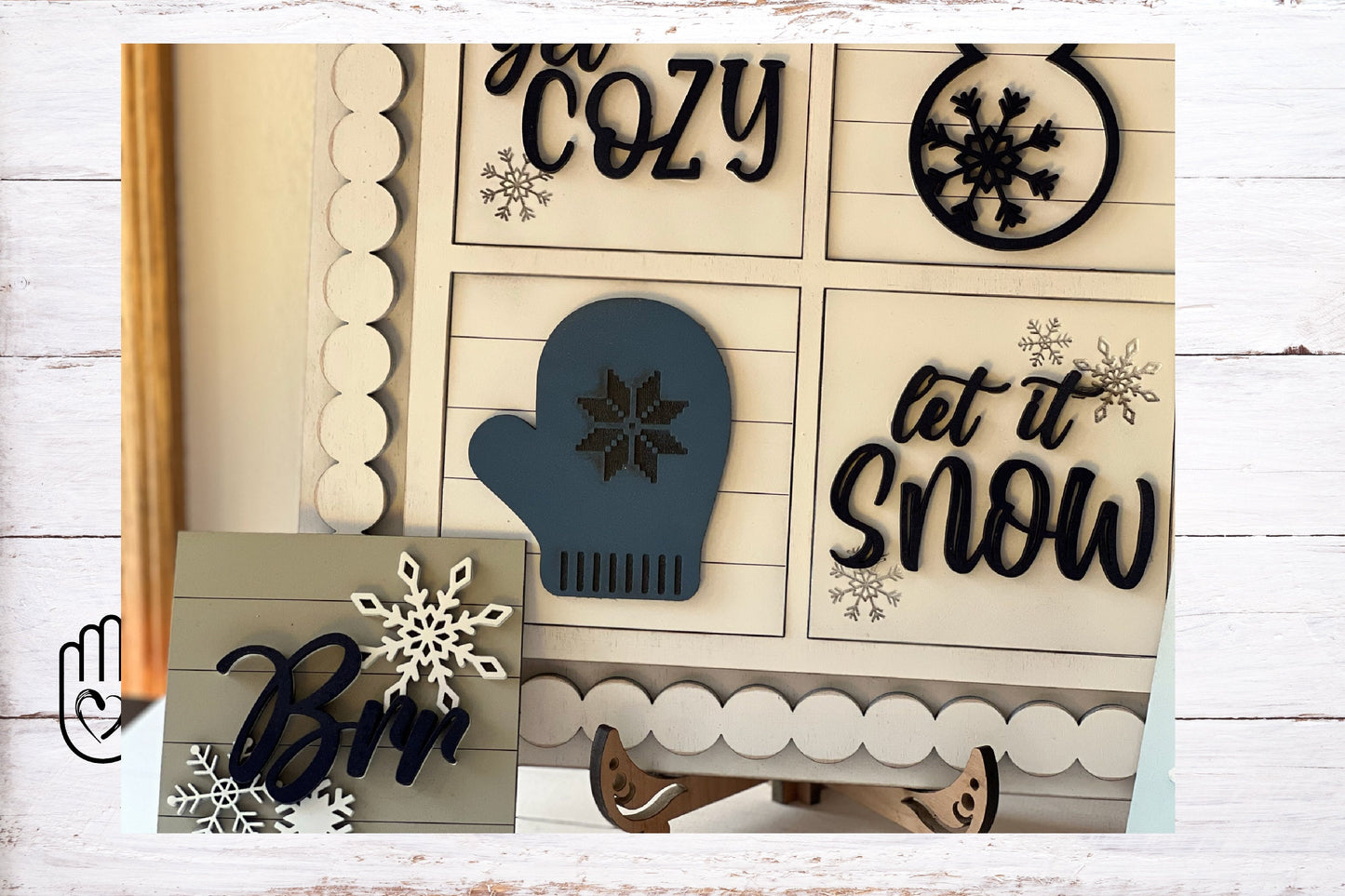 Laser Cut File - Winter Snow Ladder Tiles - Interchangeable Signs - Digital Download