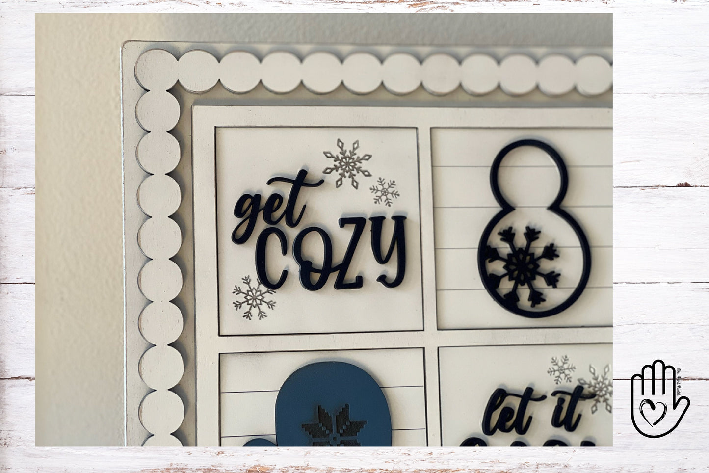 Laser Cut File - Winter Snow Ladder Tiles - Interchangeable Signs - Digital Download