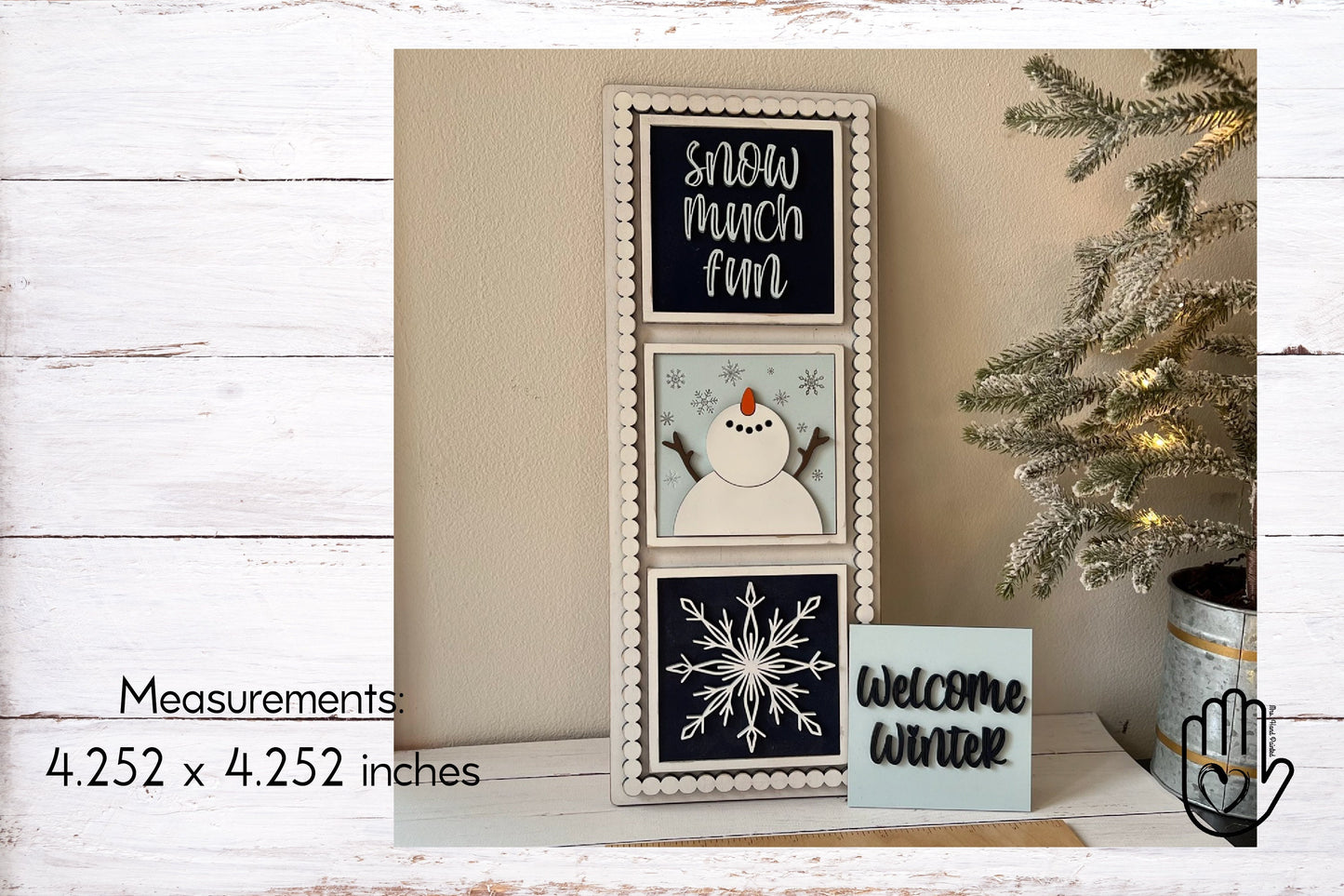 Laser Cut File - Snowman Winter Ladder Tiles - Interchangeable Signs - Digital Download
