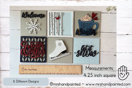 Laser Cut File - Winter Ladder Tiles - Interchangeable Signs - Digital Download