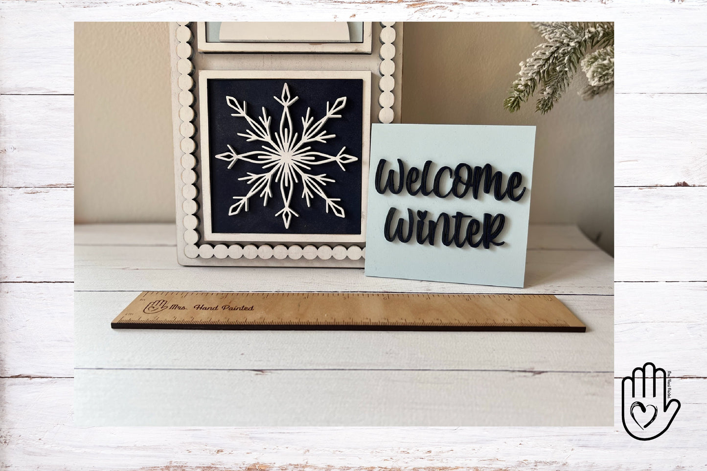 Snowman Winter Leaning Ladder Interchangeable Signs - Laser Cut Wood Painted