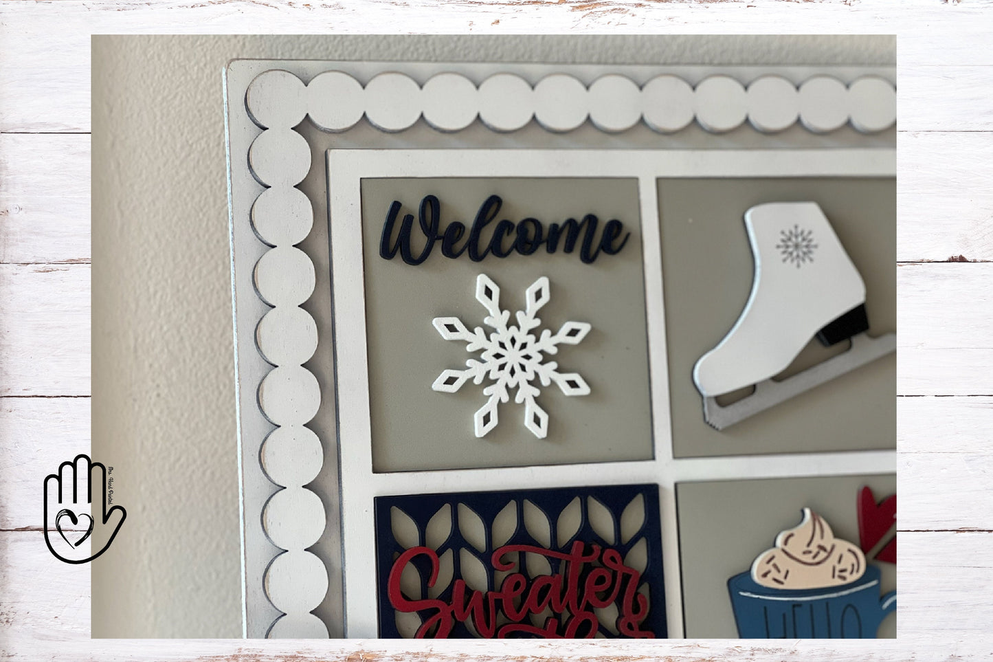 Winter Leaning Ladder Interchangeable Signs - Laser Cut Wood Painted