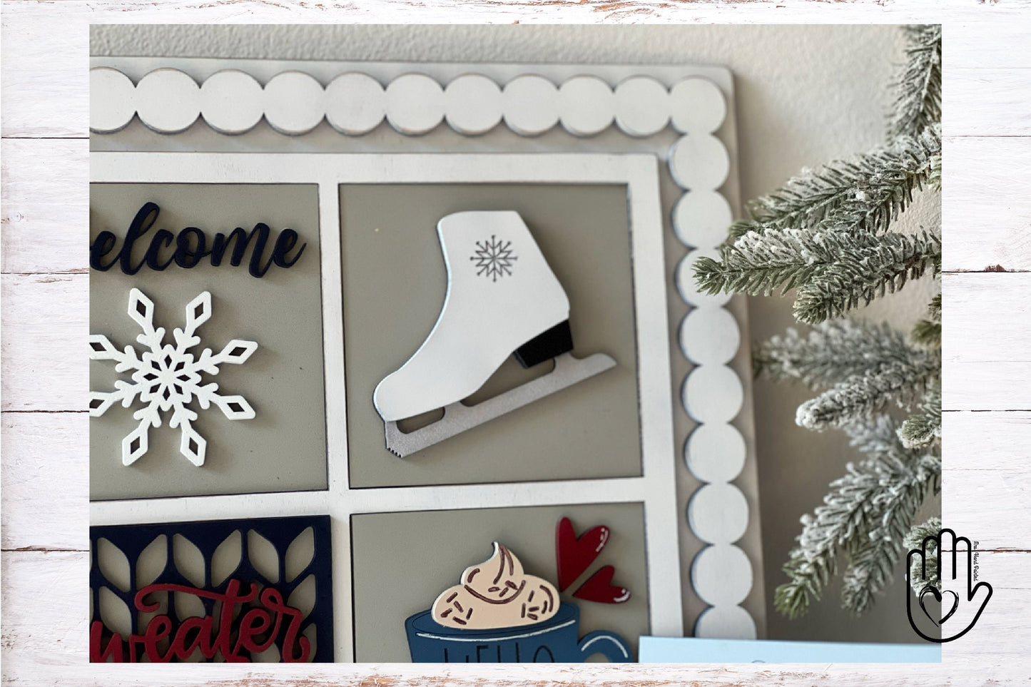 Winter Leaning Ladder Interchangeable Signs - Laser Cut Wood Painted