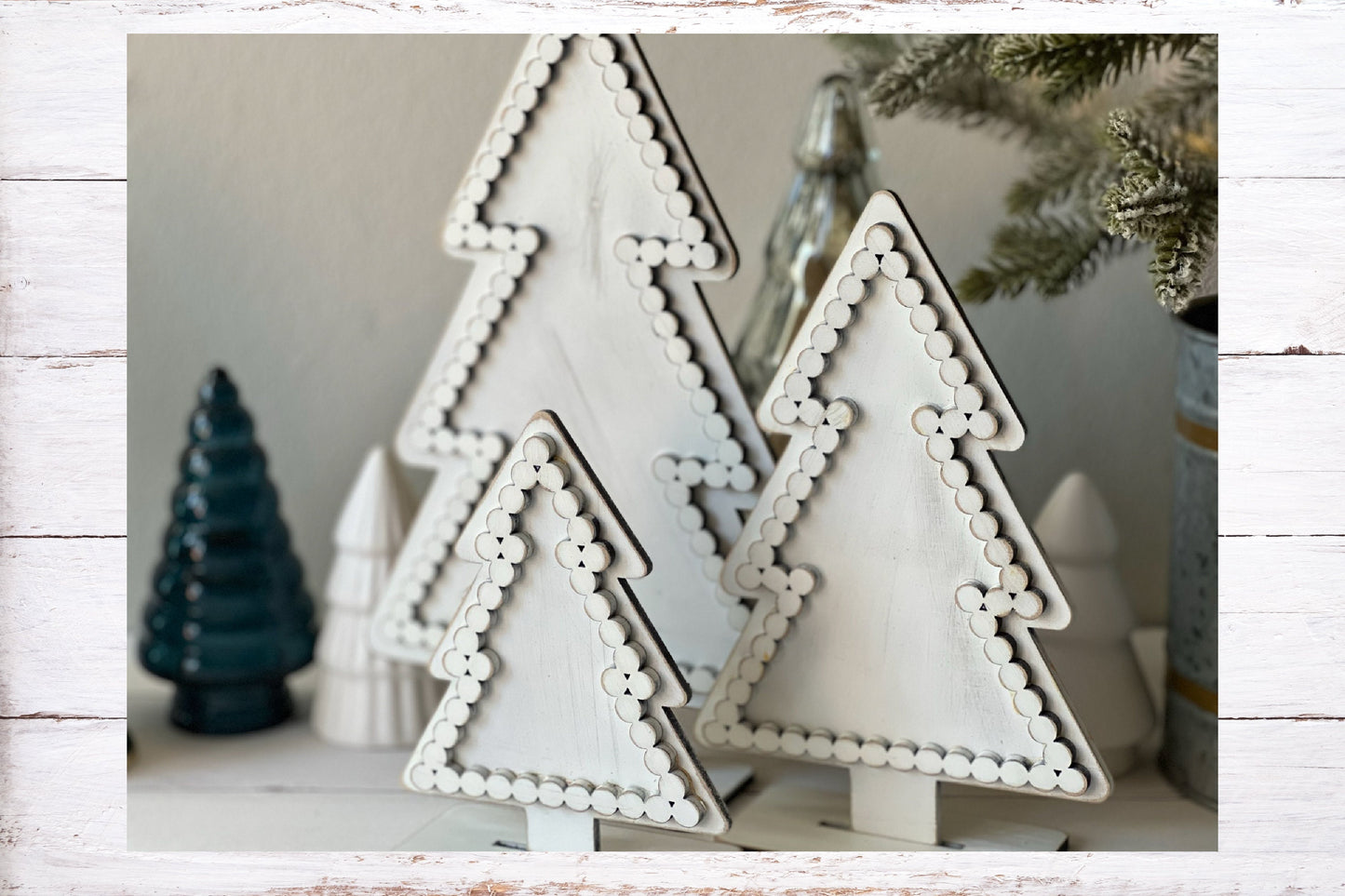 Digital Cut File - Laser Cut Faux Bead Trim Standing Trees