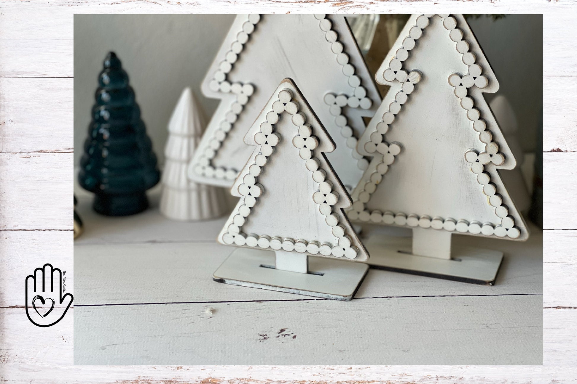 Digital Cut File - Laser Cut Faux Bead Trim Standing Trees